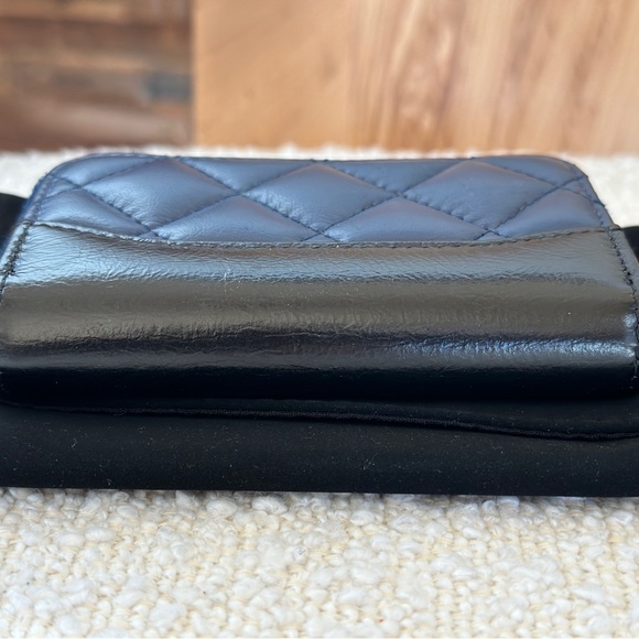 🌴SOLD🌴 Authentic Chanel Gabrielle Zippy Card Holder Blue Black CC - Picture 4 of 11